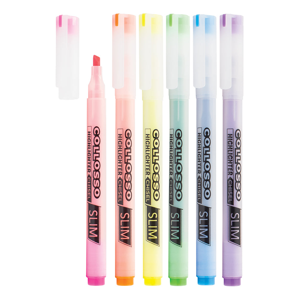 Slim Highlighters Chisel Tip Wallet of 6