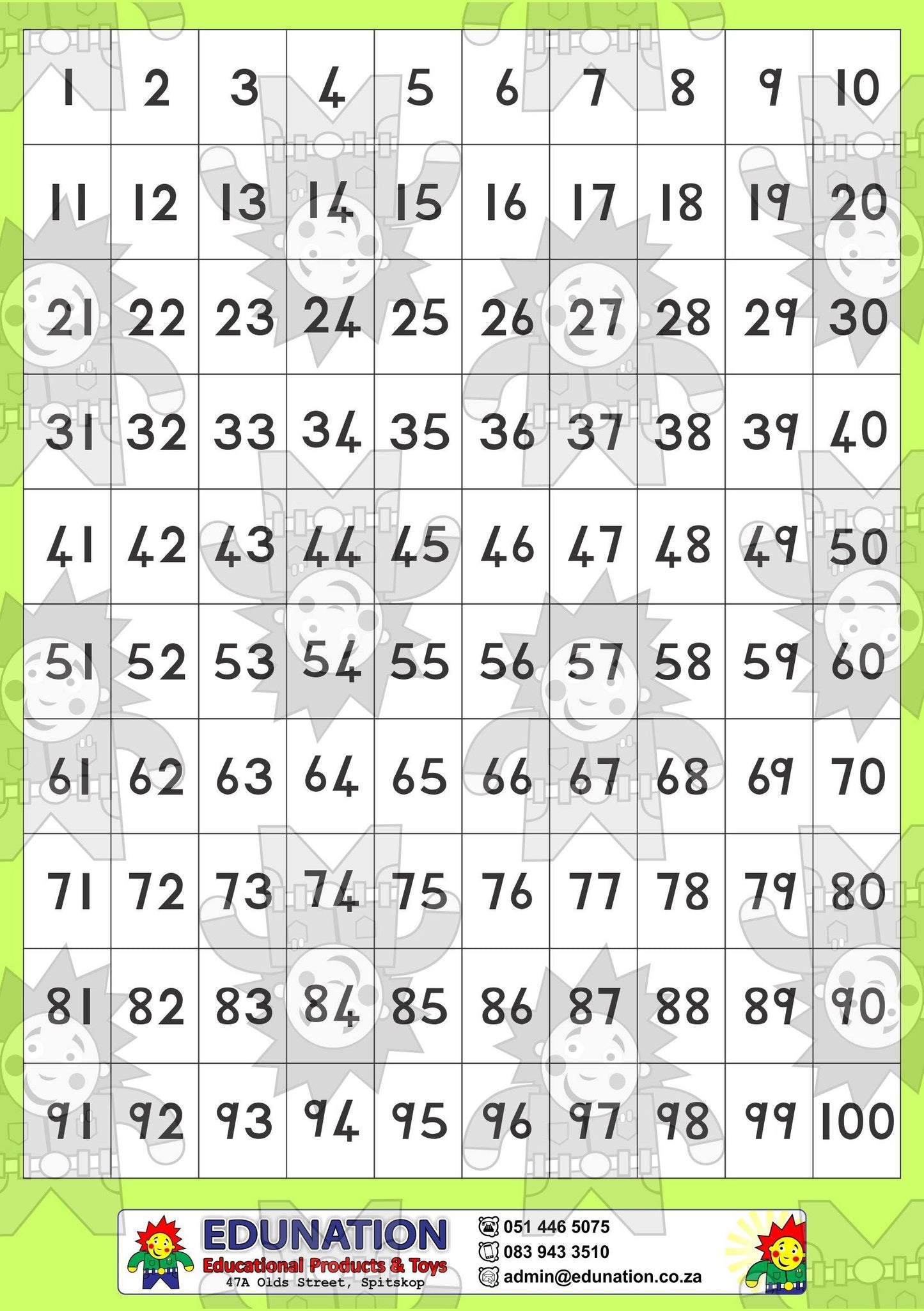 1-100 Block - Single Sided - Edunation South Africa