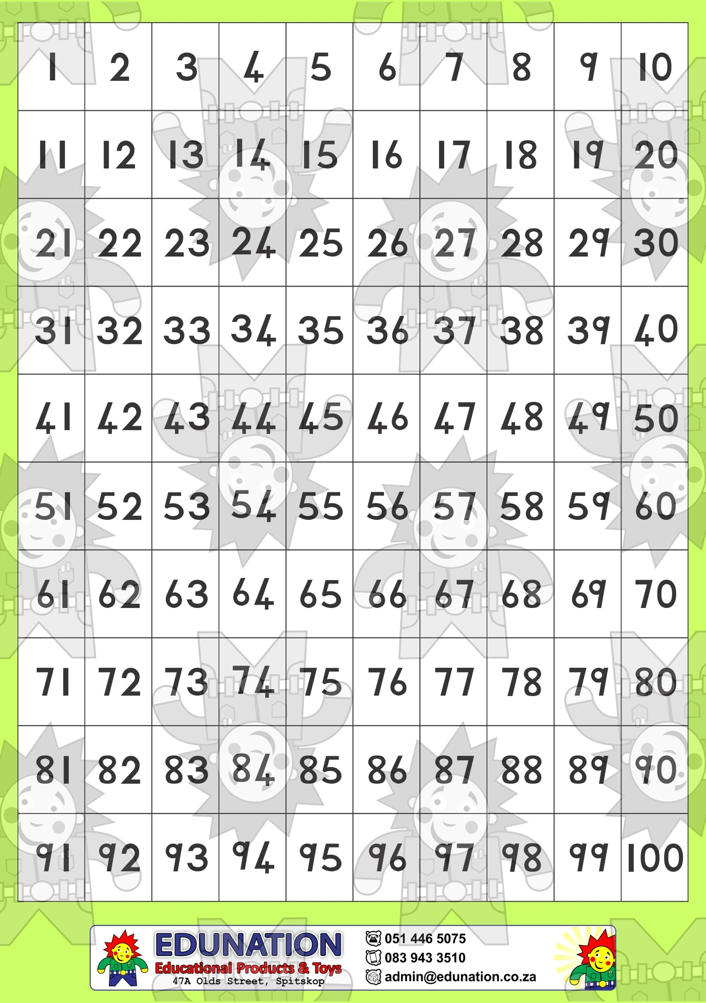 1-100 Block - Double sided