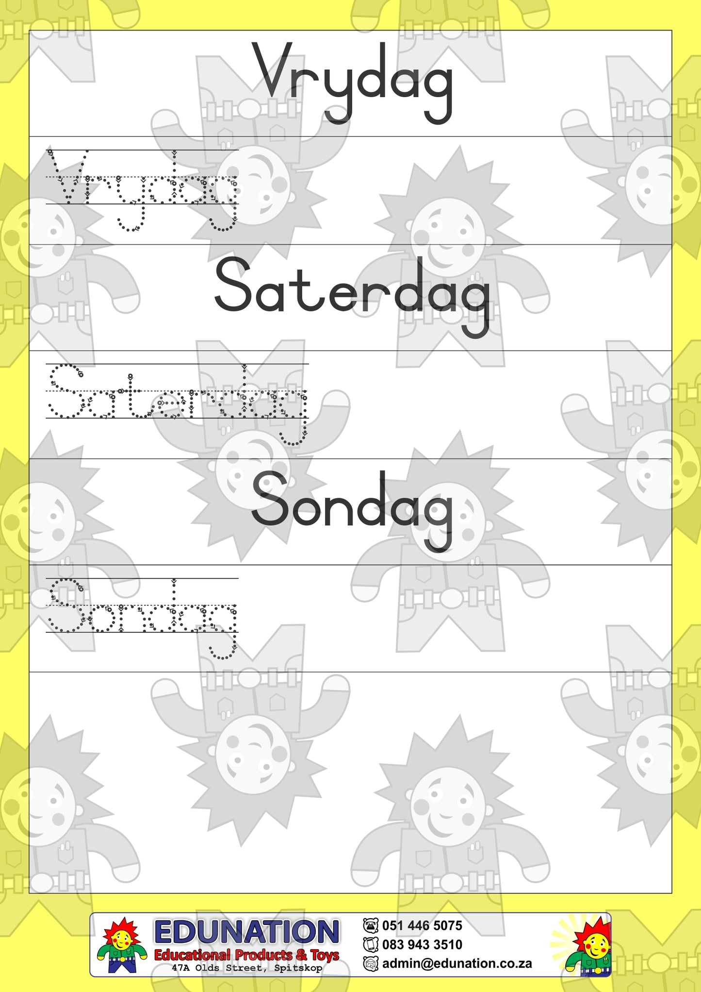 Dae van die week - Double Sided - Edunation South Africa