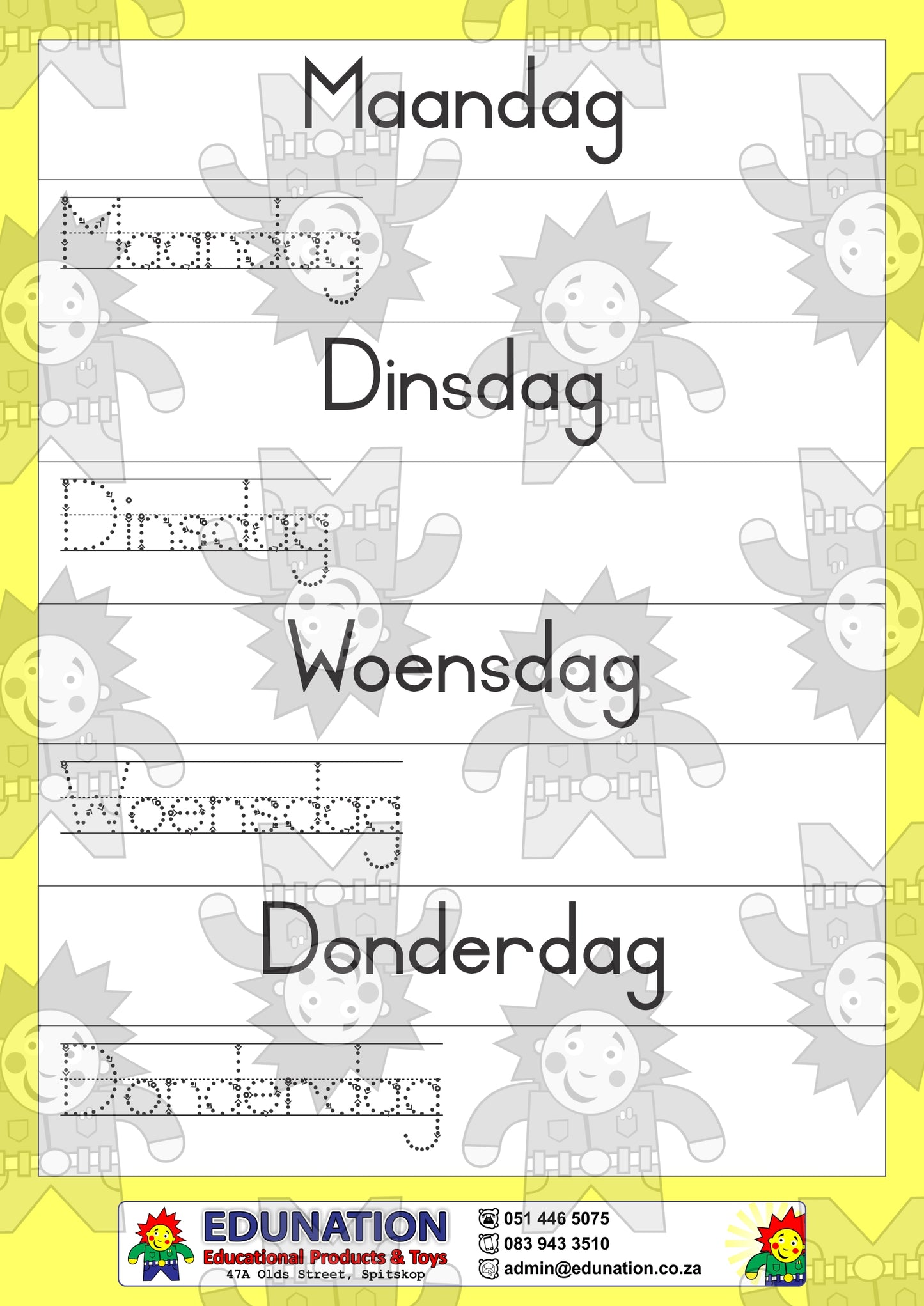 Dae van die week - Double Sided - Edunation South Africa