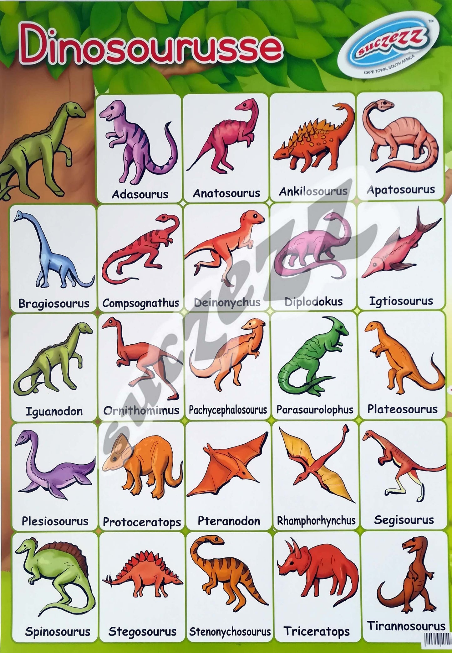 Muurkaart - Dinosourusse