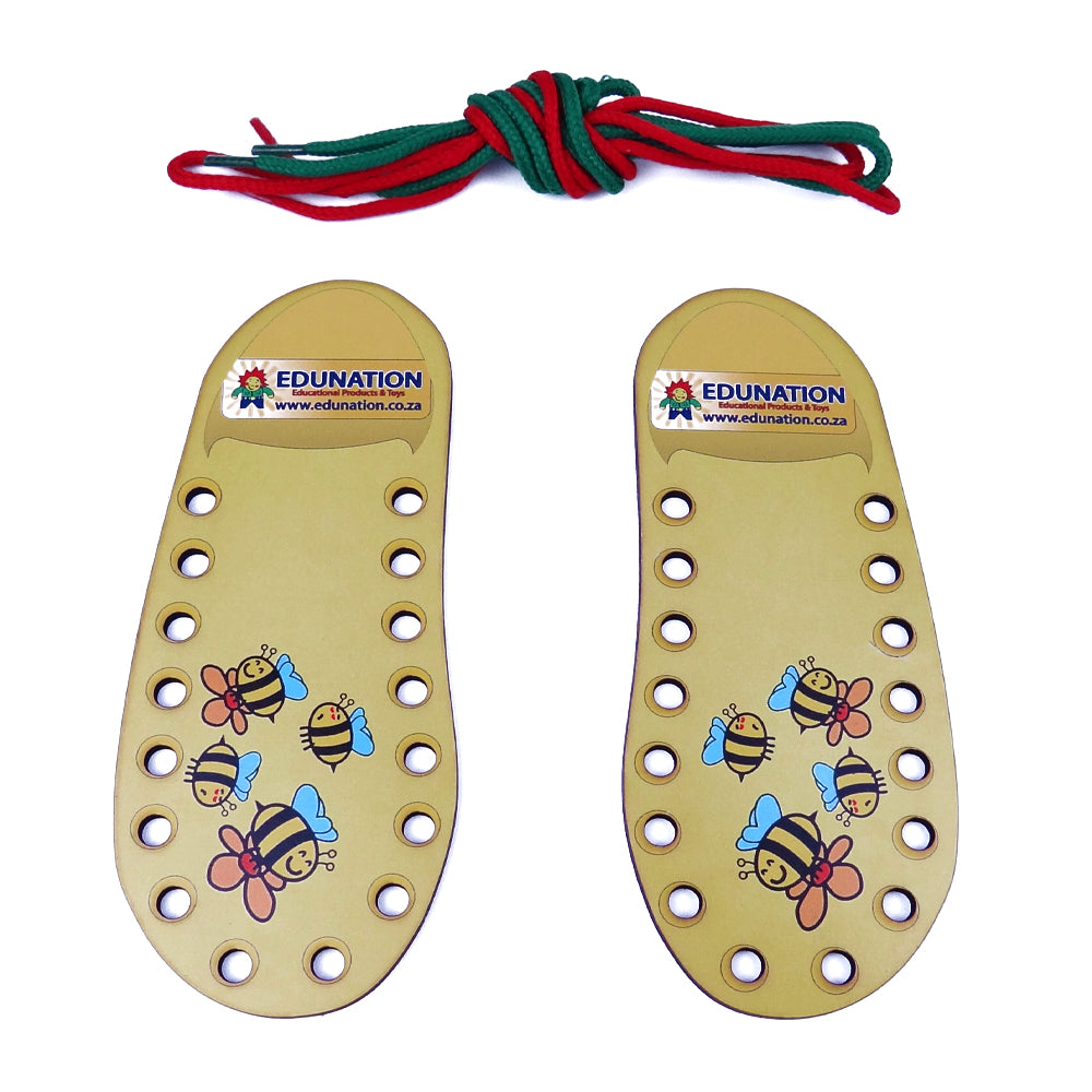 Lacing Shoes Yellow + 2 Laces - Wooden