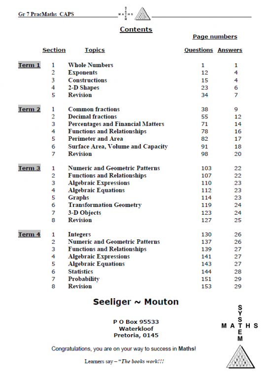 Book PracMaths Grade 7 Eng