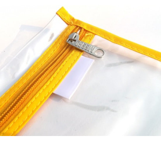 Book Bag Zipper - Clear with zip - A4 - Yellow 250 micron 355mmx280mm