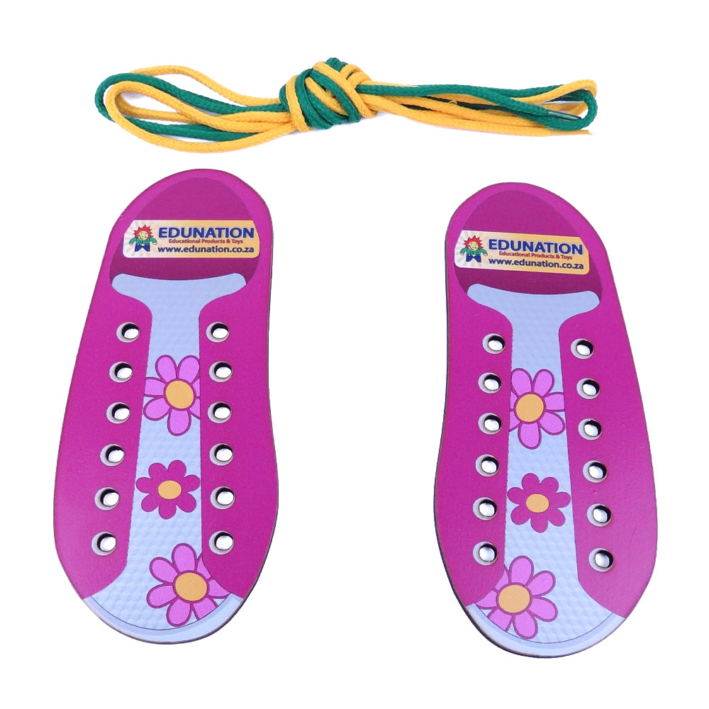 Lacing Shoes Pink + 2 Laces - Wooden