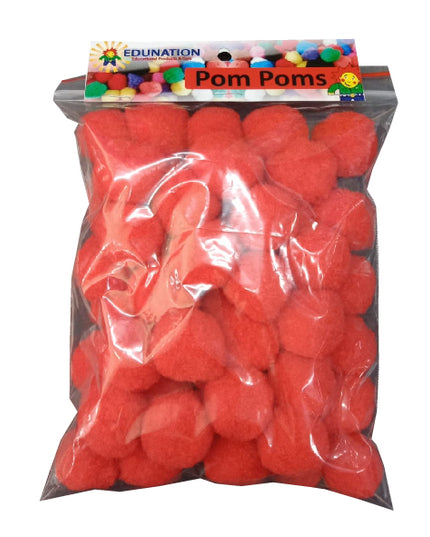 Pom Poms 30mm Red - 50 pcs