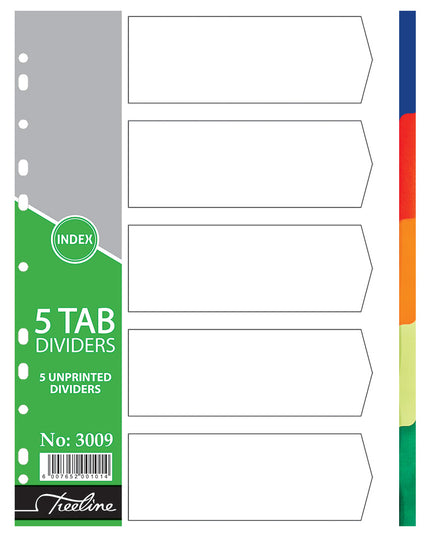 File Dividers A4 PVC Rainbow - 5 Tab Unprinted