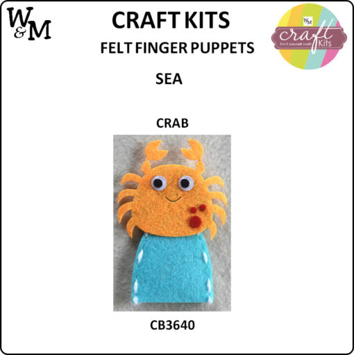 Craft Kit felt finger puppet - Crab