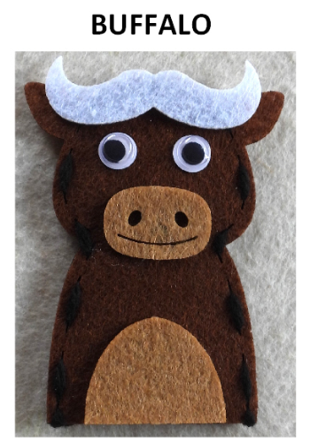 Craft Kit Felt Finger Puppet Wild Life Buffalo
