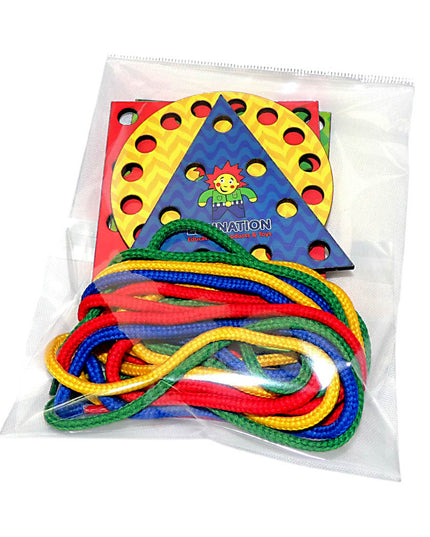 Wooden Threading Shape Small - Set of 4 with laces