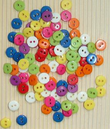 Buttons ROUND MEDIUM Primary Mix Col 12mm -  12g