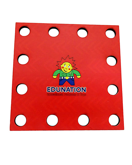 Wooden Threading Shape Small - Square - Red