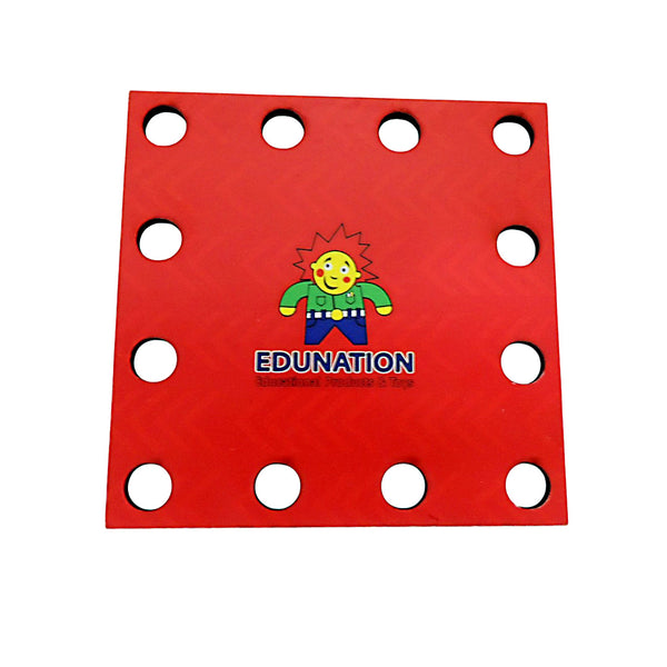 Wooden Threading Shape Small - Square - Red