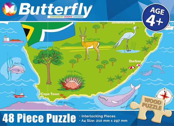 Wooden Puzzle A4 48 Piece - South Africa