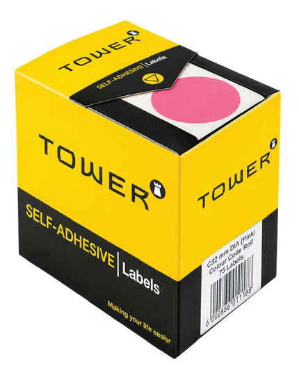 Labels - C32mm Dot Pink - 75's