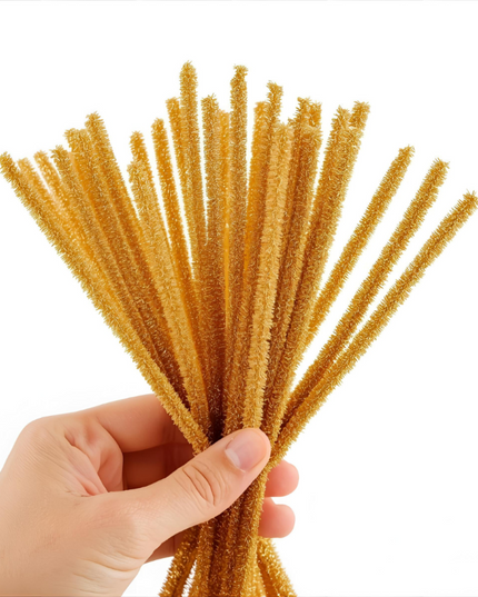 Pipe Cleaners Tinsel Gold 6mm 20's