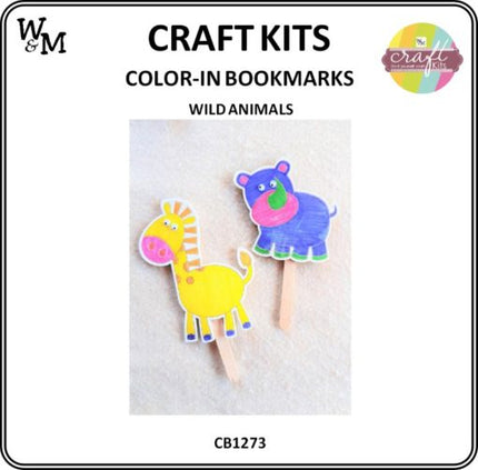 Craft Kit Color-in Bookmarks Wild Animal 2 p/pak