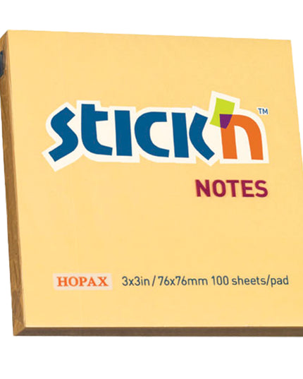 Pastel Notes 76 x 76 mm - 100 Sheets - Orange (Stick 'n Cube)