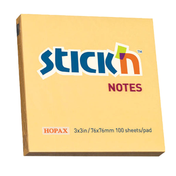 Pastel Notes 76 x 76 mm - 100 Sheets - Orange (Stick 'n Cube)