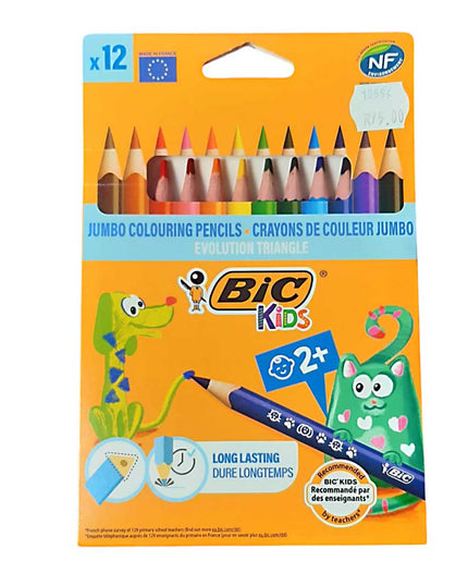 Triangular Colour Pencils Set of 12 Bic Kids Evolution