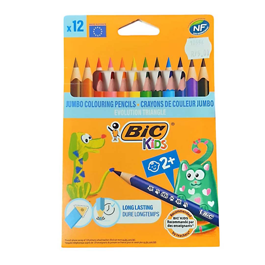 Triangular Red Bic Triangular Colour Pencils Set of 12 Bic Kids Evolution – Edunation