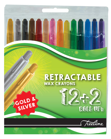 Retractable Wax Crayons Treeline - 12 + 2 piece