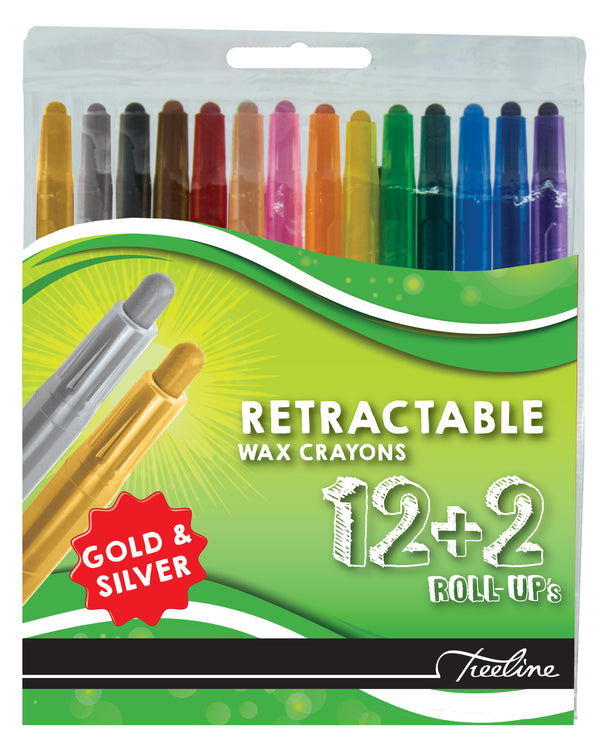 Retractable Wax Crayons Treeline - 12 + 2 piece