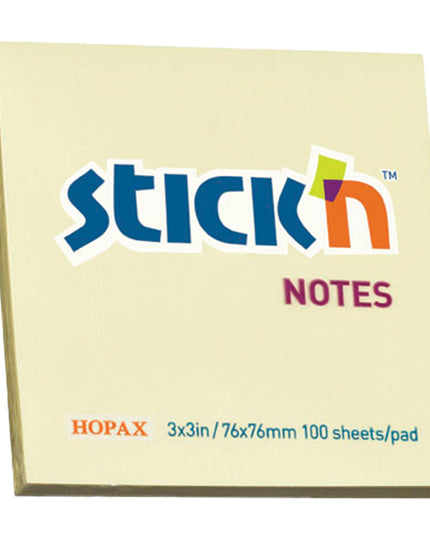 Pastel Notes 76x76mm - 100 Sheets - Yellow (Stick 'n Cube)
