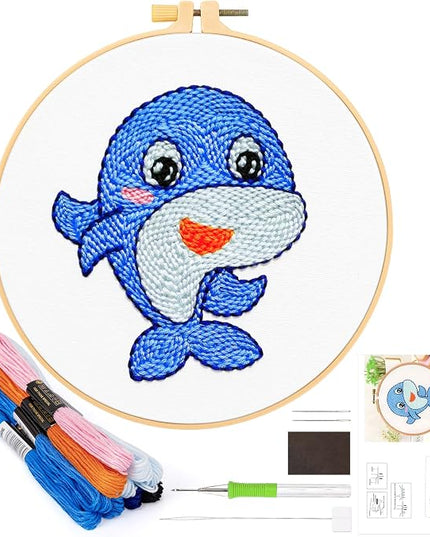 Punch Needle Kit - DOLPHIN with Tools