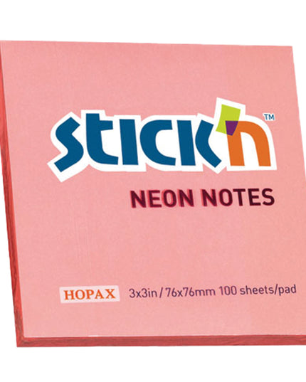 Neon Notes 76x76mm - 100 Sheets - Pink (Stick 'n Cube)