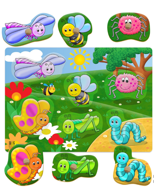 Peg Puzzle Bugs 6 piece