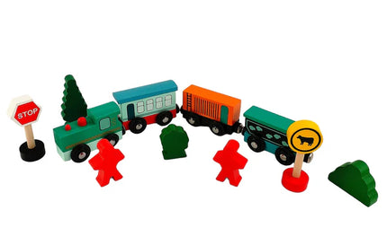 Magnetic Wooden Trains and Signs