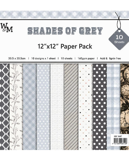 Paper - Scrapbook Sheets 12 Inch - Shades Of Grey