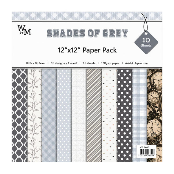 Paper - Scrapbook Sheets 12 Inch - Shades Of Grey