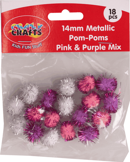 Pompom Met Chenille - Pink / Purple - 14mm