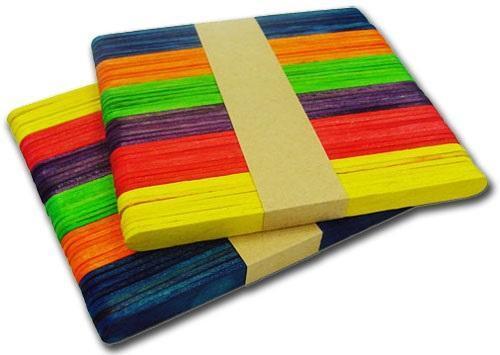 Ice Cream Sticks Assorted Colours 115mmx10mm - 50 Piece