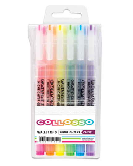 Slim Highlighters Chisel Tip Wallet of 6