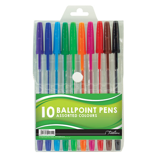 Ballpoint Pens - Wallet of 10 - Coloured