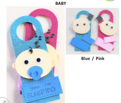 Craft Kit Foam Doorhanger Baby Pink/Blue