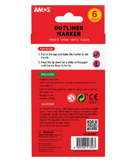Amos - 6 Colors Outliner Markers 6