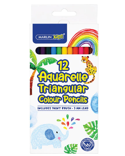 Aquarelle Colour Pencils 12's + Brush - Marlin Kids 2
