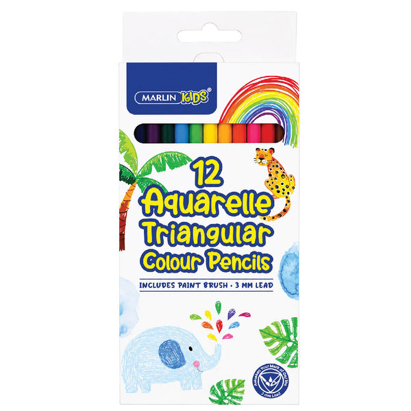 Aquarelle Colour Pencils 12's + Brush - Marlin Kids 2