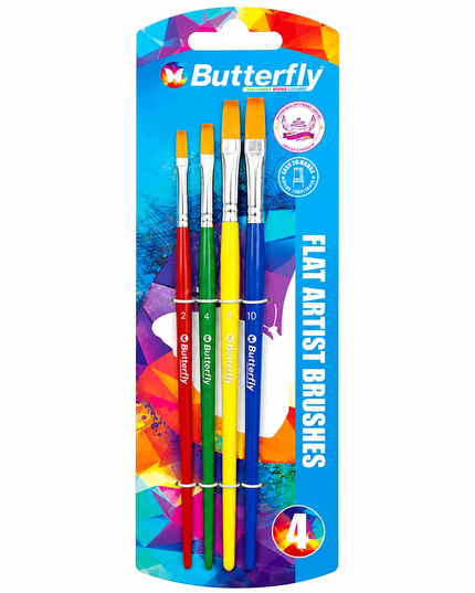 Paint Brushes Artist 4 Piece (Sizes 2, 4, 8 & 10)