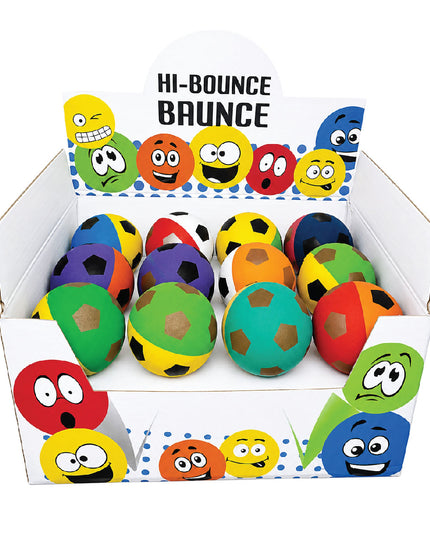 Ball - Sponge Rubber - Soccer Bouncy - Assorted Colours - Each Box 2