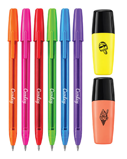 Ballpoint Pen 6's + 2 Mini Highlighter - Croxley 4