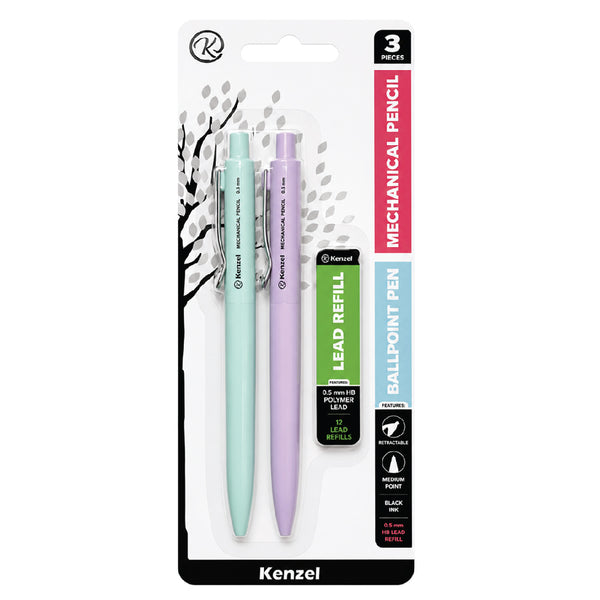 Ballpoint Pen and Mechanical Pencil Set with 12 Lead Refills - Kenzel 2