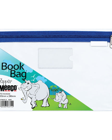 Book Bag Zipper - Clear with Zip - A4 - Blue 2