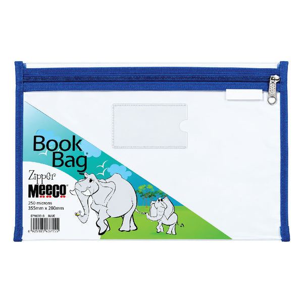 Book Bag Zipper - Clear with Zip - A4 - Blue 2