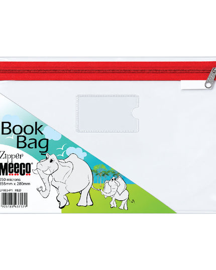 Book Bag Zipper - Clear with zip - A4 - Red 2